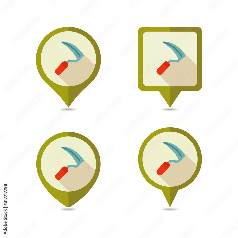 Sickles flat vector pin map icon Sickles flat vector pin map icon