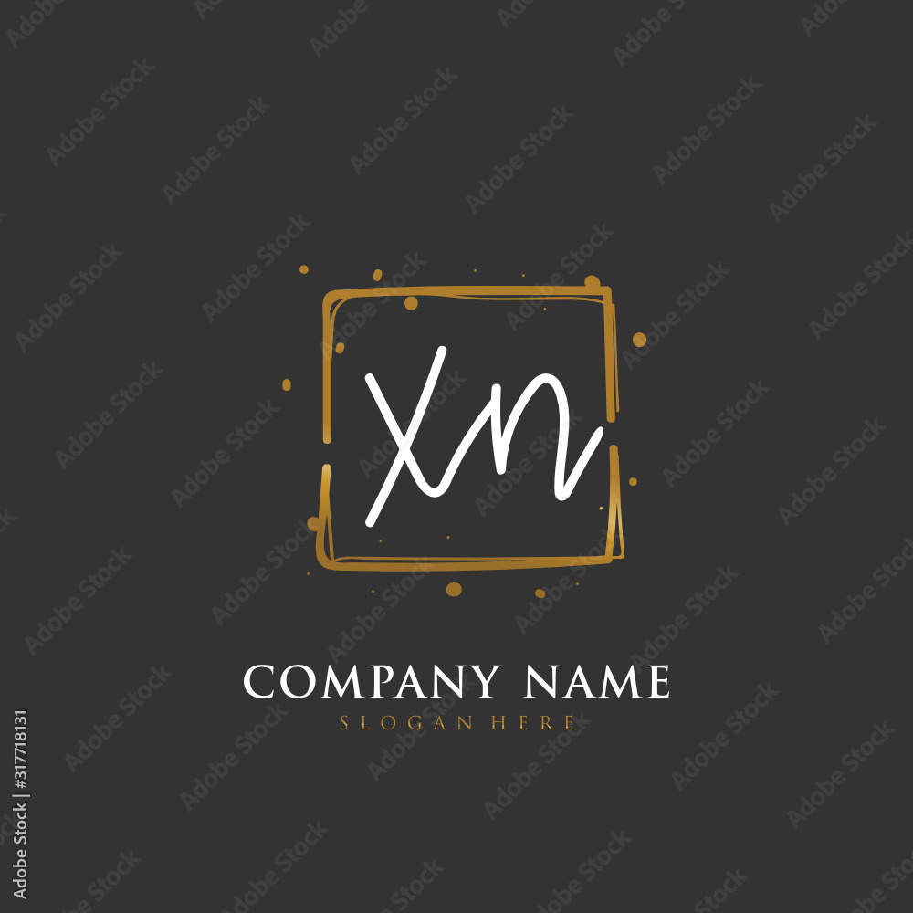 Handwritten initial letter X N XN for identity and logo. Vector logo template with handwriting and signature style.