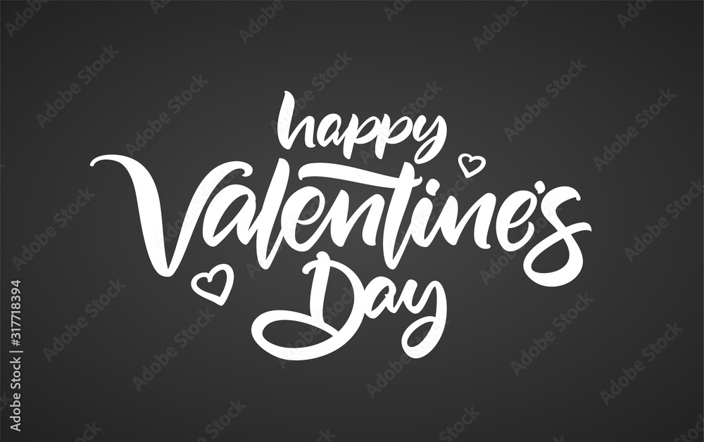 Naklejka Ręcznie rysowane pędzla kaligraficznego napis skład Happy Valentine's Day na tle tablicy.
