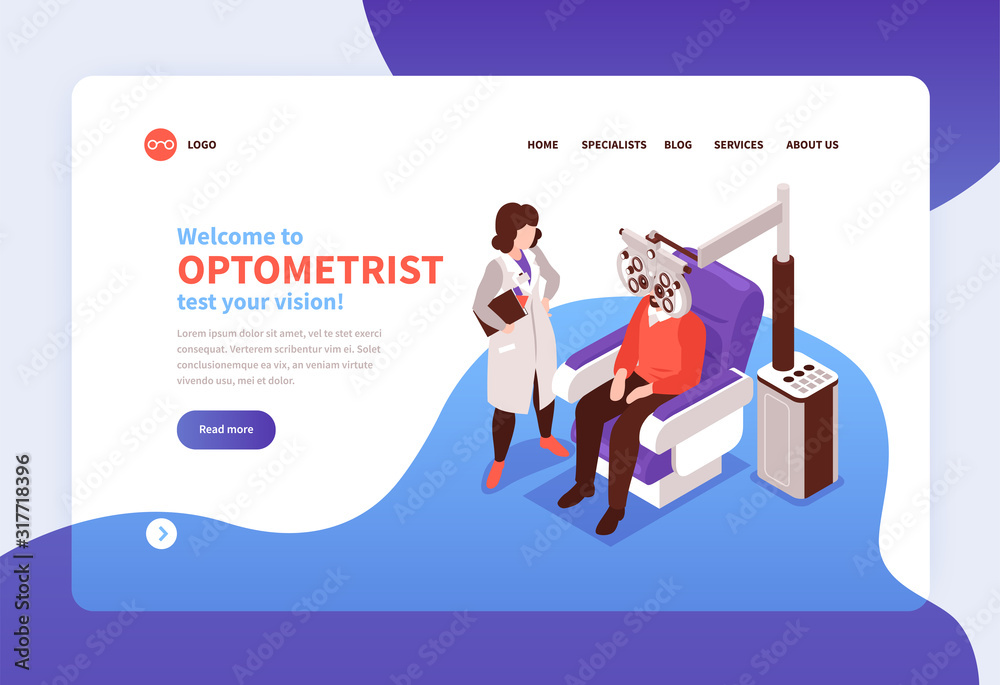 Isometric Optometrist Website Banner