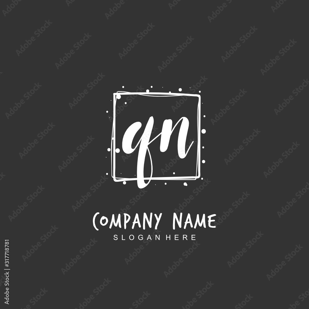 Handwritten initial letter Q N QN for identity and logo. Vector logo ...