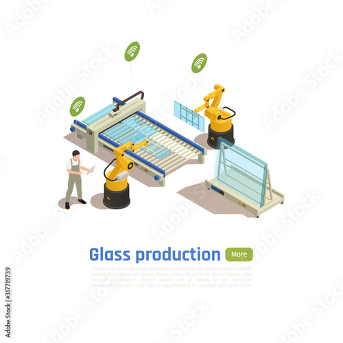 Glass Production Isometric Composition 
