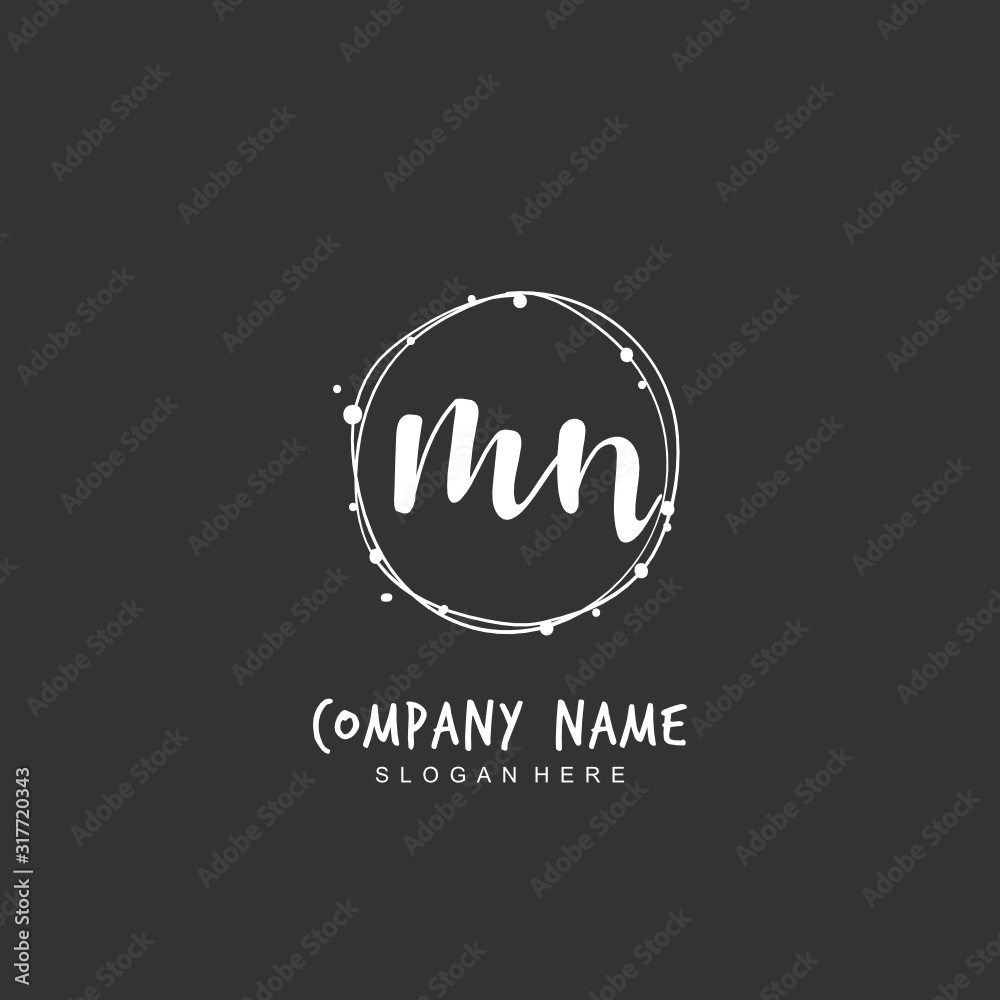 Handwritten initial letter M N MN for identity and logo. Vector logo template with handwriting and signature style. Handwritten initial letter M N MN for identity and logo. Vector logo template with handwriting and signature style.