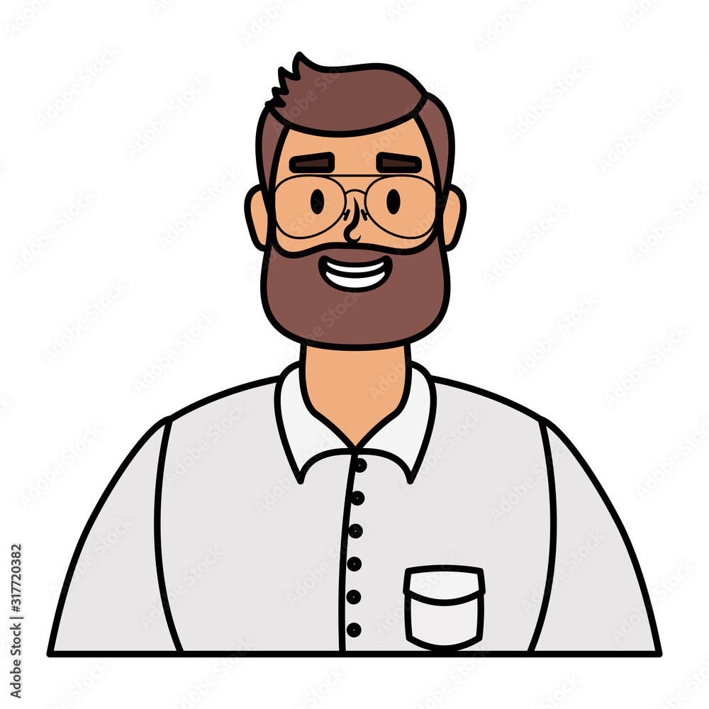 young man with beard avatar character