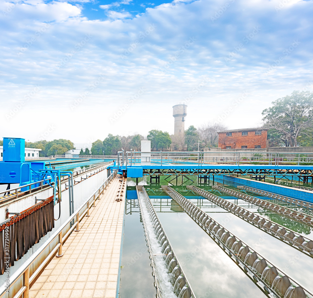 Fototapeta premium Modern urban wastewater treatment plant