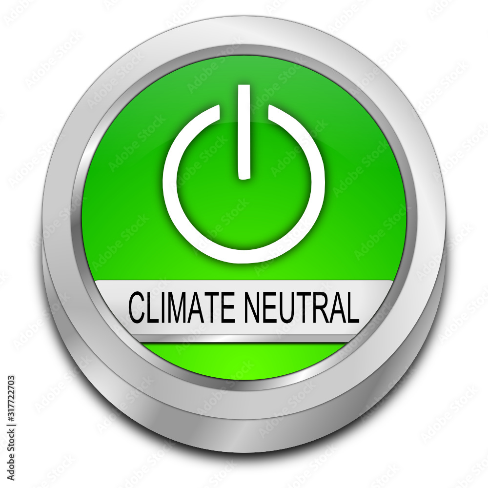 Climate neutral Button - 3D illustration Climate neutral Button - 3D illustration