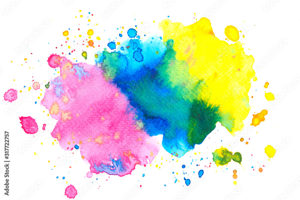 watercolor stain paint stroke white background