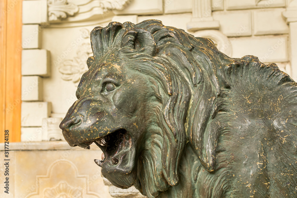 Stone lion statue in Golestan palace, Tehran, Iran