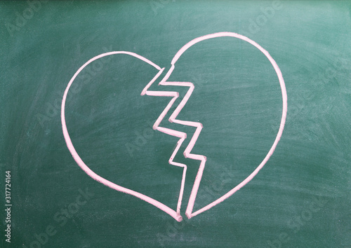 broken heart on blackboard