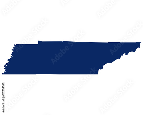 Karte von Tennessee in blauer Farbe