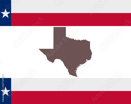 Landkarte von Texas auf Hintergrund mit Fahne