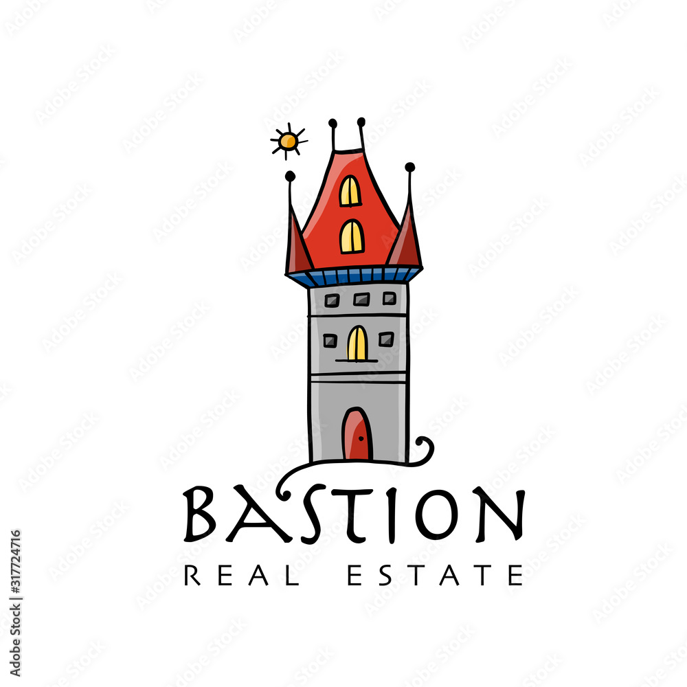 Fototapeta premium Gotic castle logo, sketch for your design