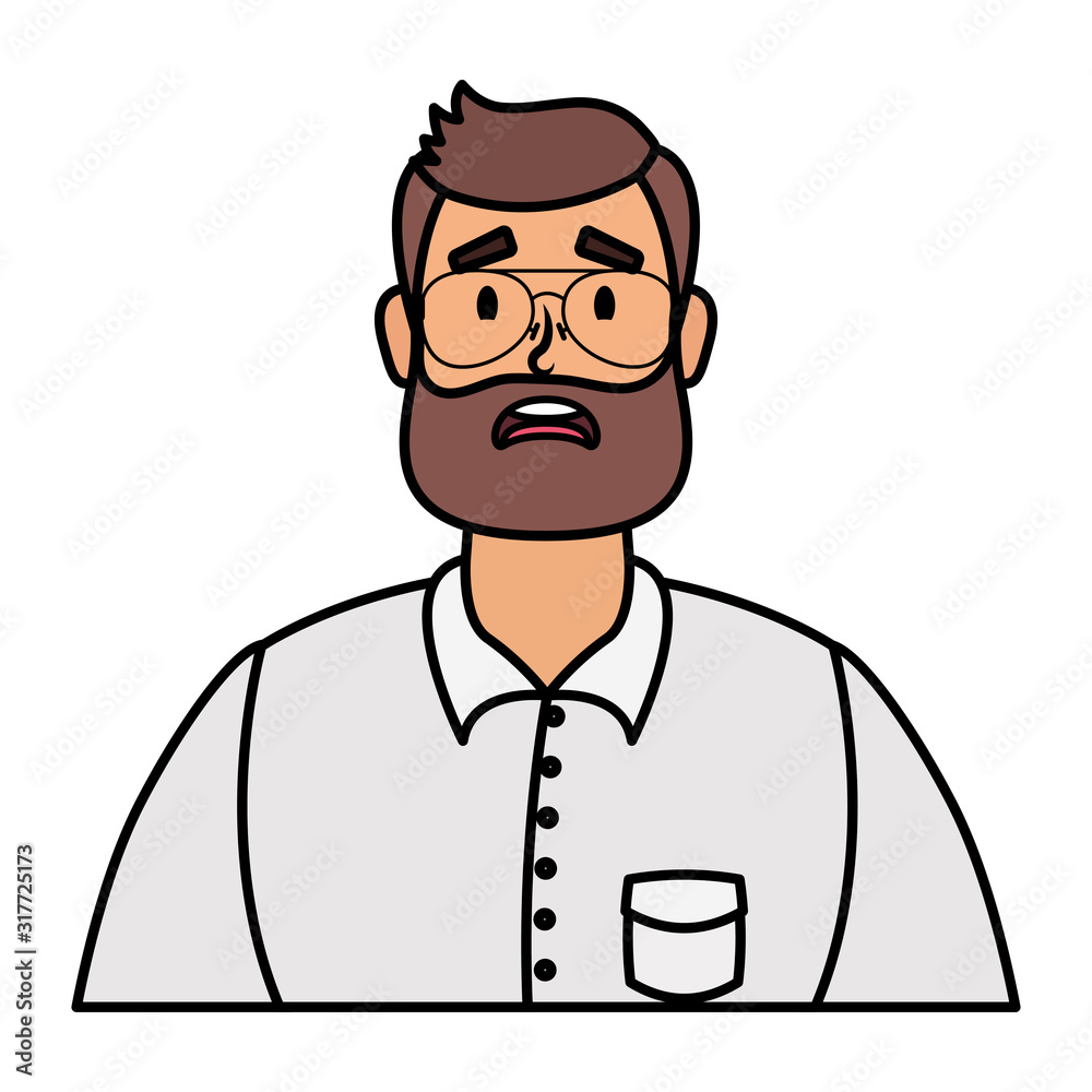 young man with beard avatar character