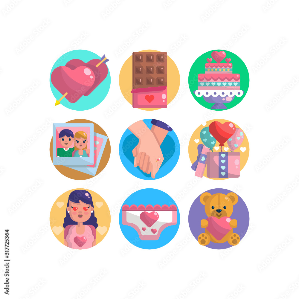 Valentines illustrations icons packs vector heart love 