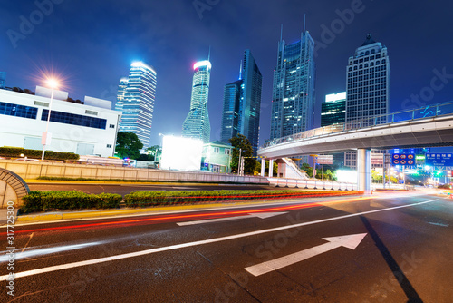 Shanghai Lujiazui Finance & Trade Zone modern city night background