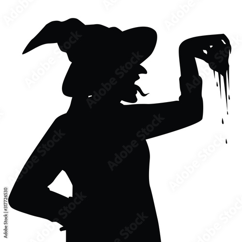 Female witch silhouette vector