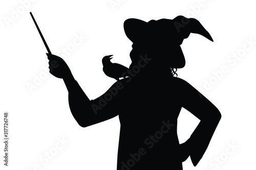 Female witch silhouette vector