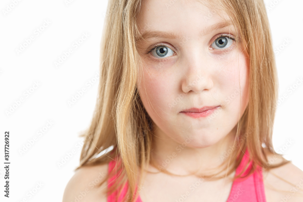 portrait of cute little girl on isolated white portrait of cute little girl on isolated white