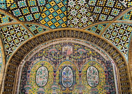 Karim khani nook ceramic wall in Golestan palace museum, Tehran, Iran photo