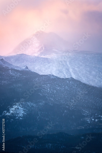 Snowy Sunrise on Longs Peak Mountain