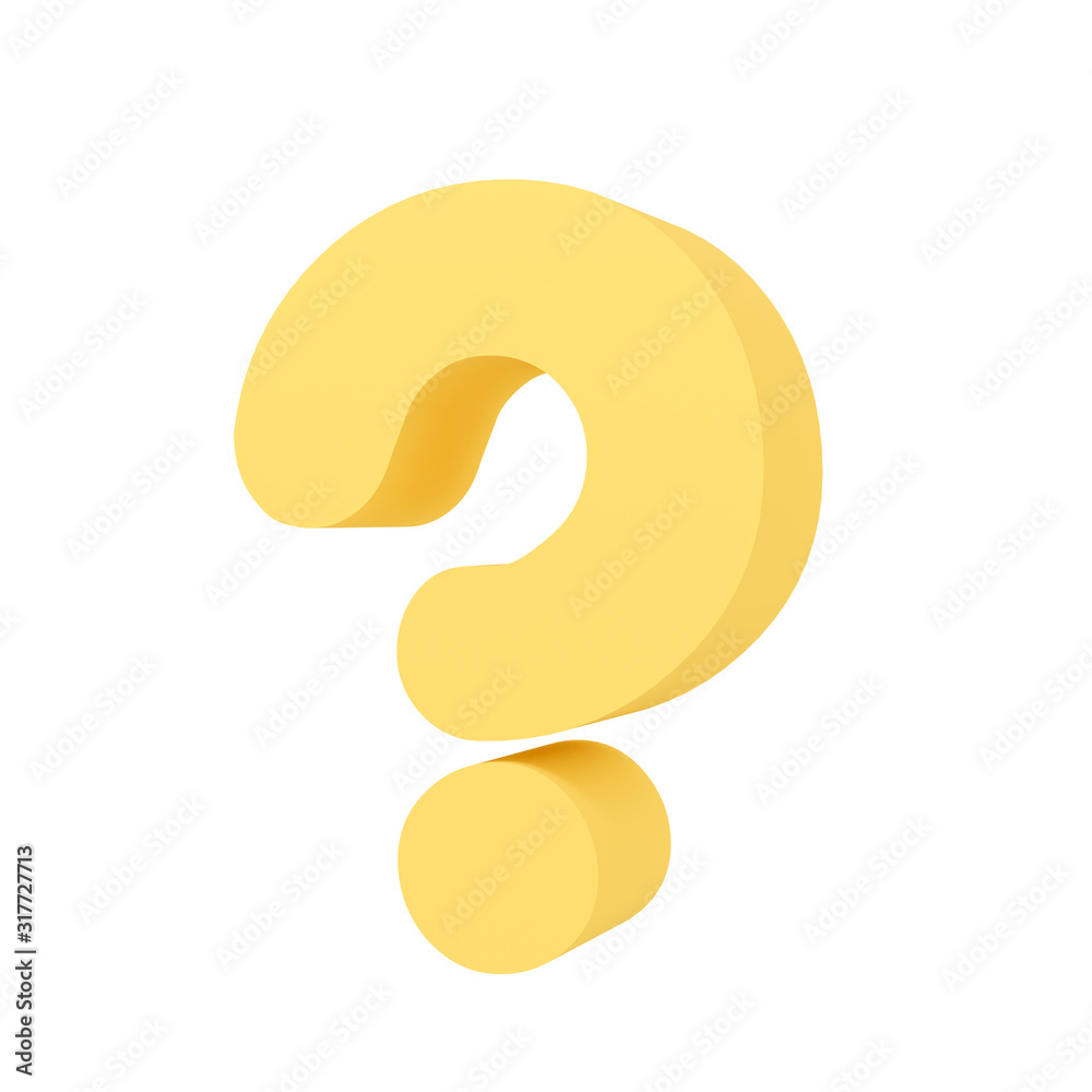 Yellow question mark symbol isolated on white background with clipping path. High detailed 3D font character, Modern font for business ,banner, poster, cover, logo design template element. 3d render Yellow question mark symbol isolated on white background with clipping path. High detailed 3D font character, Modern font for business ,banner, poster, cover, logo design template element. 3d render