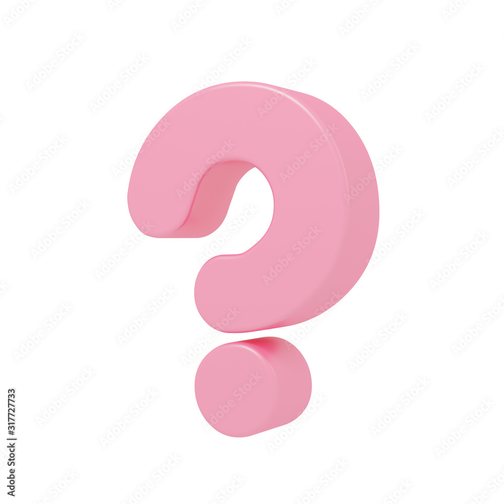 Pink question mark symbol isolated on white background with clipping path. High detailed 3D font character, Modern font for business ,banner, poster, cover, logo design template element. 3d render Pink question mark symbol isolated on white background with clipping path. High detailed 3D font character, Modern font for business ,banner, poster, cover, logo design template element. 3d render