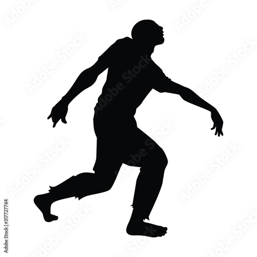 Zombie silhouette vector on white background © Flatman vector 24