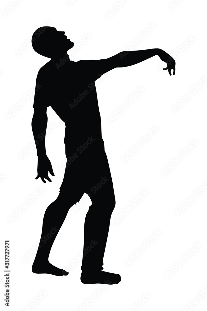Naklejka premium Zombie silhouette vector on white background