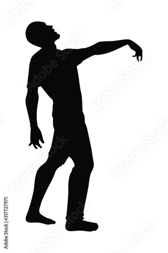 Zombie silhouette vector on white background