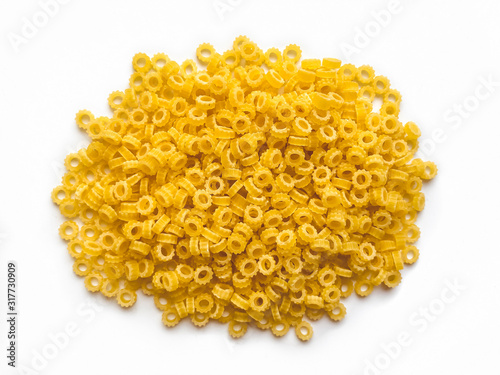 Pasta isolated on white background.Top view.