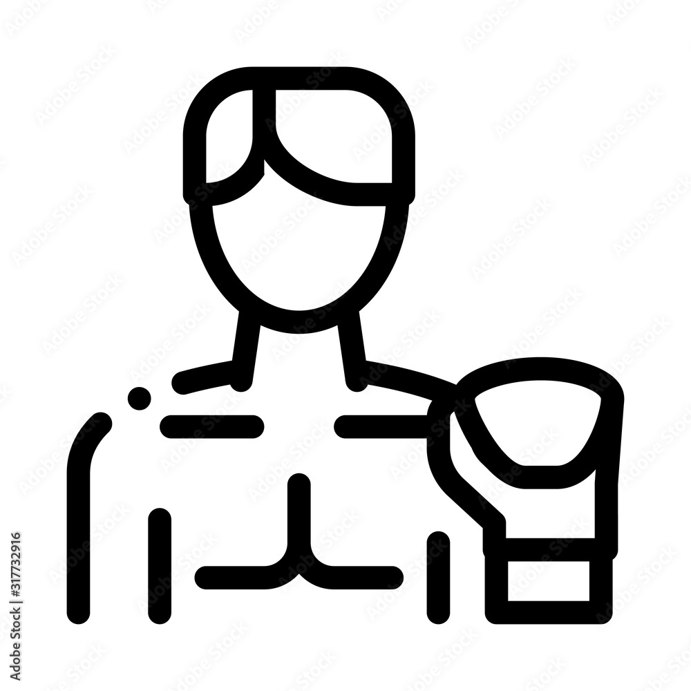 Boxer Man Icon Vector. Outline Boxer Man Sign. Isolated Contour Symbol Illustration Boxer Man Icon Vector. Outline Boxer Man Sign. Isolated Contour Symbol Illustration