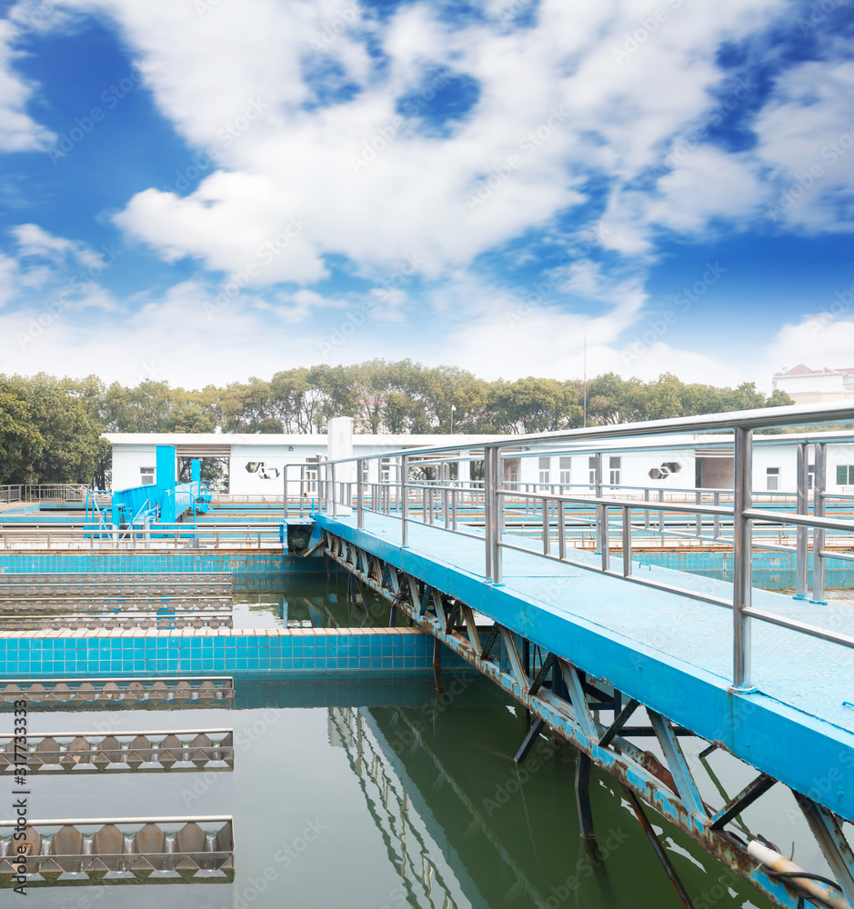 Fototapeta premium Modern urban wastewater treatment plant