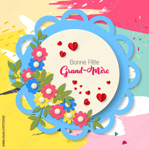 Bonne fête grand-mère - à forme de coeur avec salutation. Bonne fête grand-mères