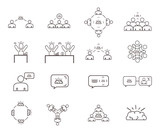 icon, work, group, people, business. A simple set of teamwork related vector line icons. Friendship, team, support, cooperation, victory, growth, idea. Vector illustration.