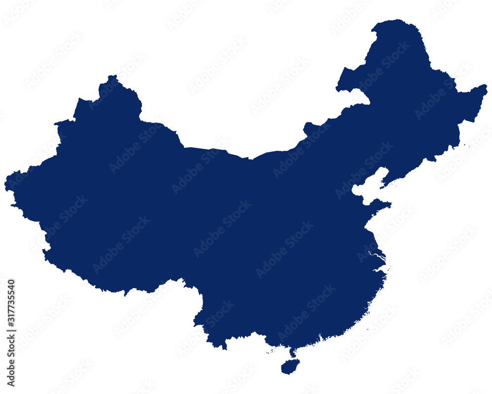 Karte von China in blauer Farbe