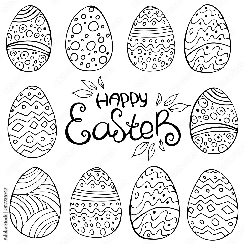 hand drawn easter eggs