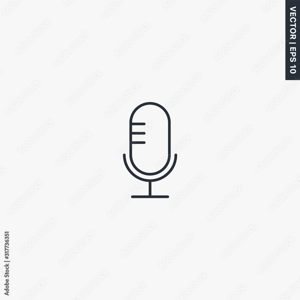 Mic, linear style sign for mobile concept and web design Mic, linear style sign for mobile concept and web design