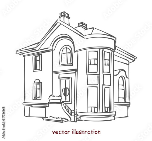 vector sketch of individual house for design