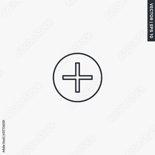 Plus, linear style sign for mobile concept and web design