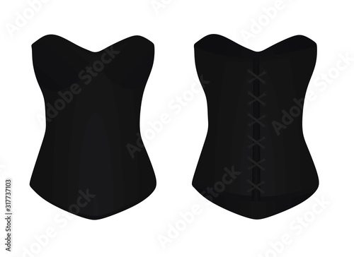 Women black corset . vector illustration