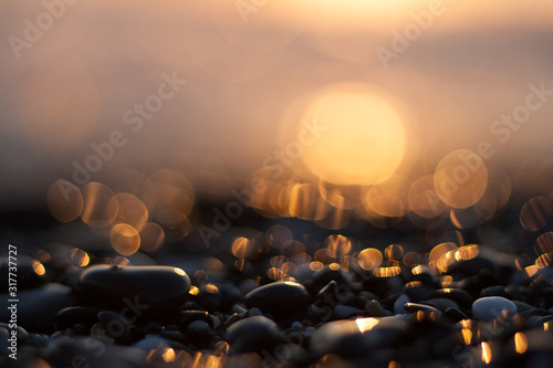 Marble Pebbles and Sunset  Carrara   La Spezia Beach 