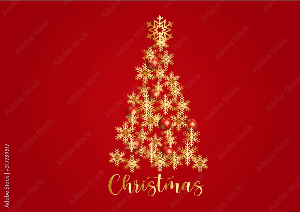 christmas card with tree and snowflakes christmas card with tree and snowflakes