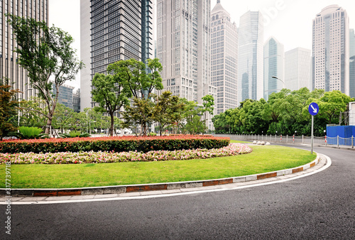 Photography The century avenue of street scene in shanghai Lujiazui,China.
