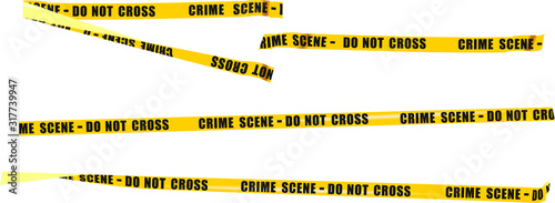 a small set of police yellow ribbons with the text prohibiting passage