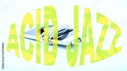 Photography a white digital player and white headphones lie on a white table -  acid jazz ba