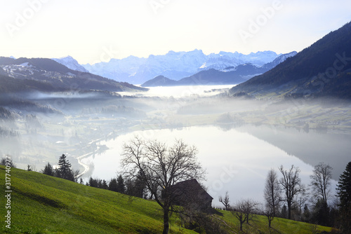 Peaceful alpine landscape during winter
