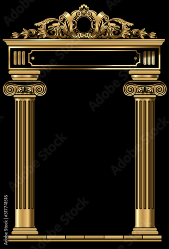 Classic antique gold vintage luxurious arch frame