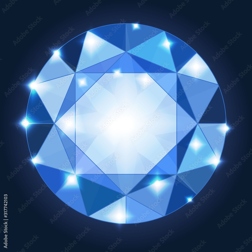 Blue gem on a dark background.