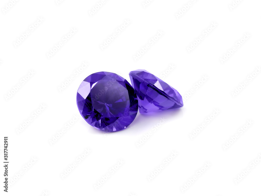 Violet gemstones on a white background Violet gemstones on a white background