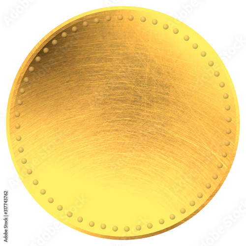 gold coin scratched metal